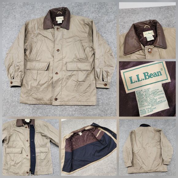 L.L. Bean Other - VTG LL Bean Mens L Large Leather Trim Insulated Lined Barn Chore Jacket Coat